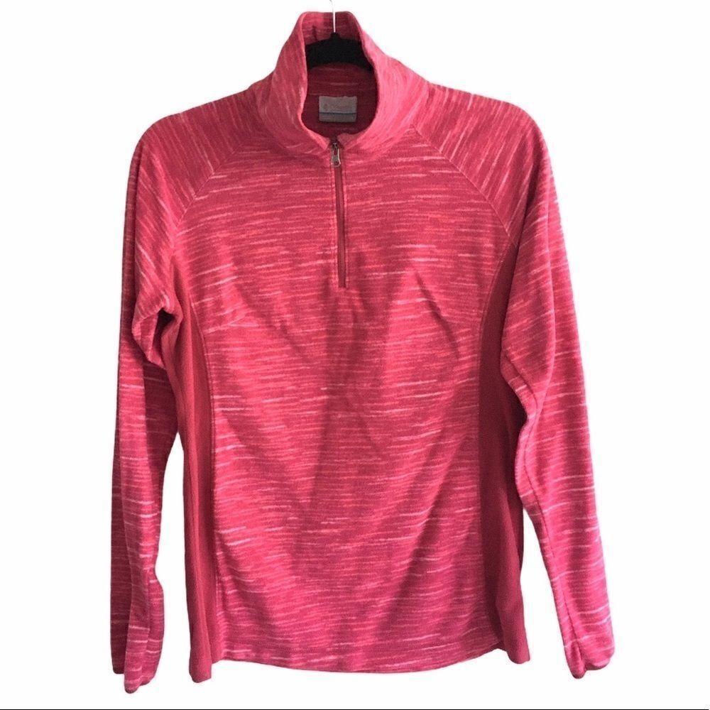 Columbia Pink Fleece 1/4 Zip Mock Neck Pullover Top Medium